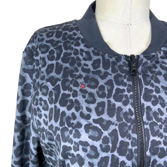 WITH Activewear Leopard Print Reversible Bomber Jacket Black Red Size Small - Picture 4 of 12